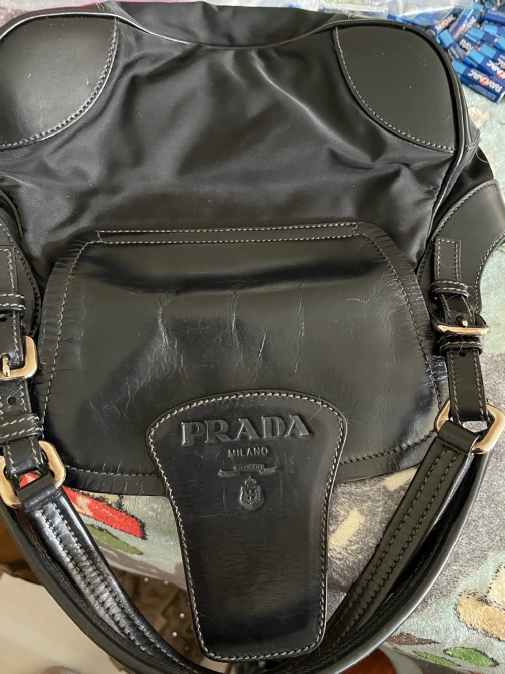 Prada Black Leather & Nylon Buckle Shoulder Bag - Picture 13 of 15